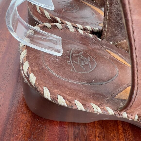 Ariat Women's Leather Brown Wedge Ankle Sandals Size 8B - Picture 9 of 11